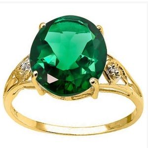 🦎NWT 10k 4.00 CT Russian Emerald & Diamond Ring!